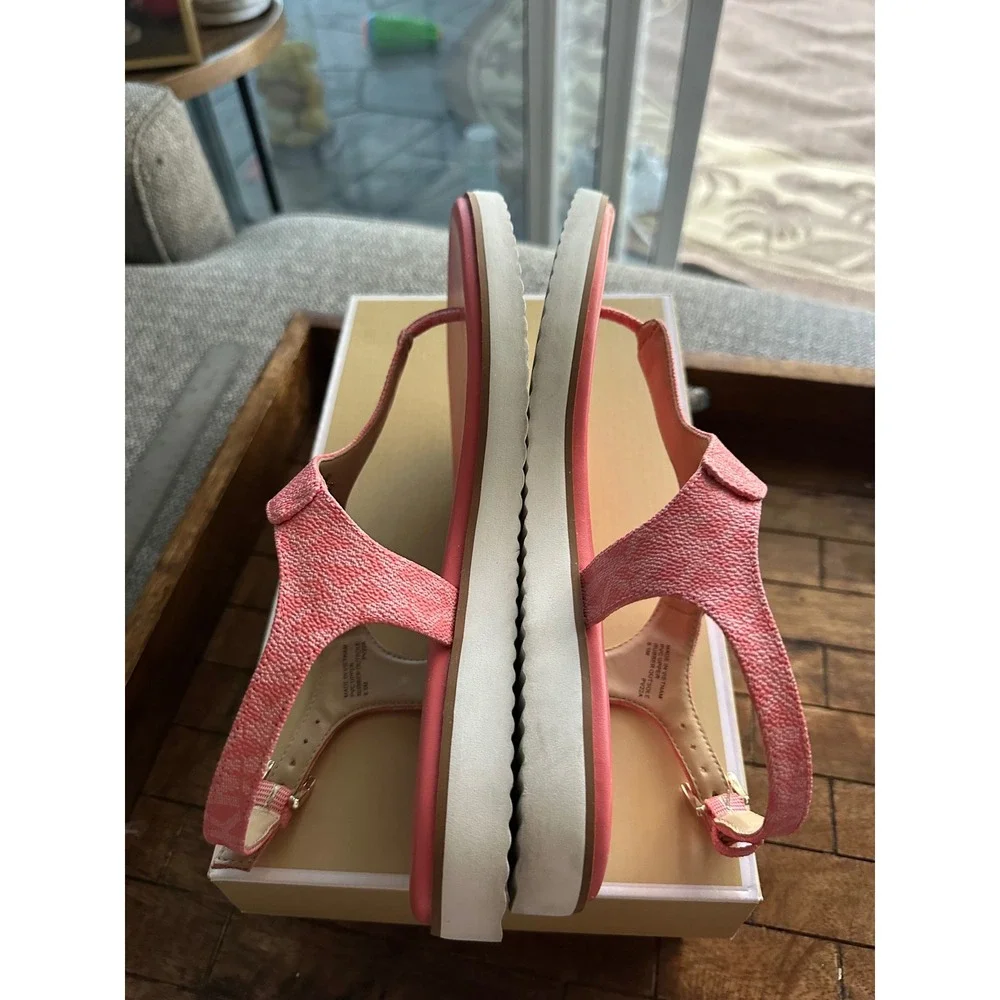 Michael Kors Women Pink Jilly MK Logo Thong Slingback Sandals 8.5M PV22A VGUC - Picture 7 of 10